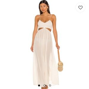 Indah Innocence Solid Maxi Dress Gauze Cut Out